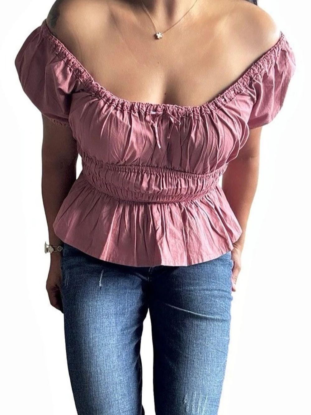 Studio Medium Pink Peplum Blouse Size Medium